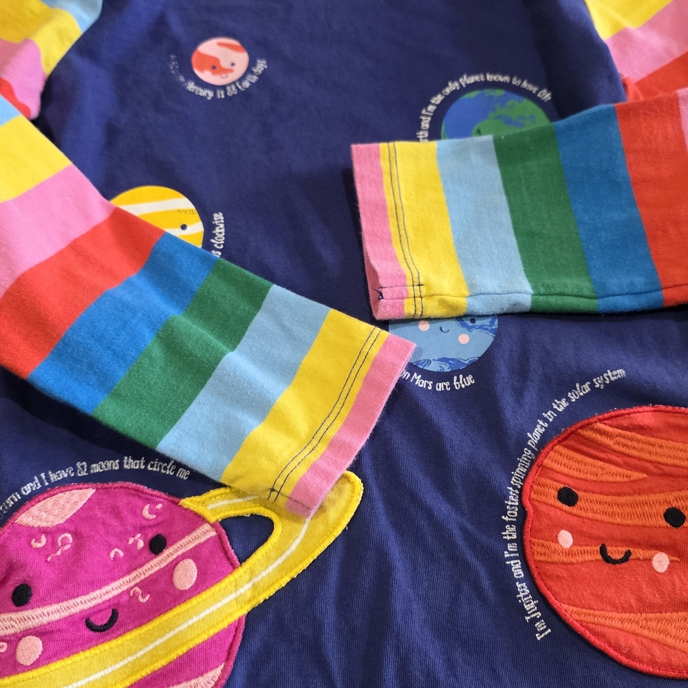 Mini Boden Blue Dress with Colorful Planet Design - Picture 7 of 10
